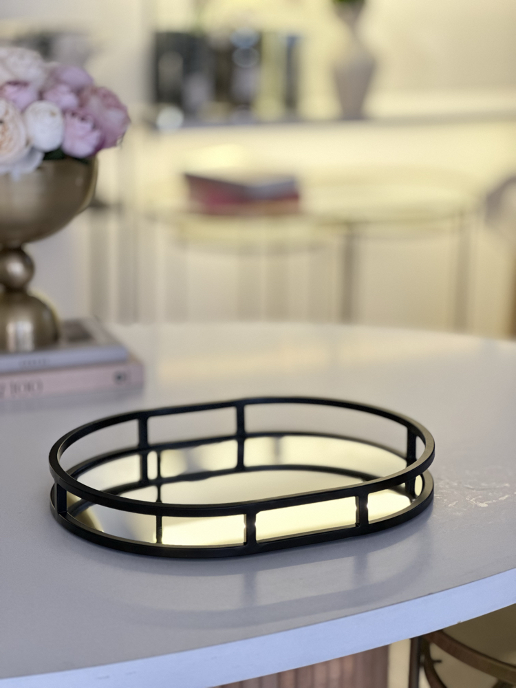 Oval Metal Tepsi Siyah