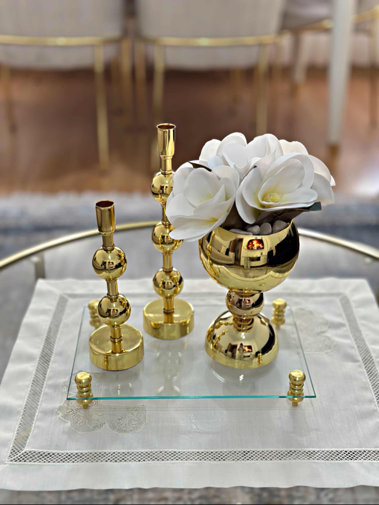Dekoratif Tepsili Gold Set