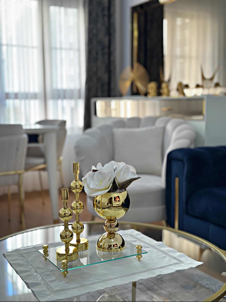 Dekoratif Tepsili Gold Set