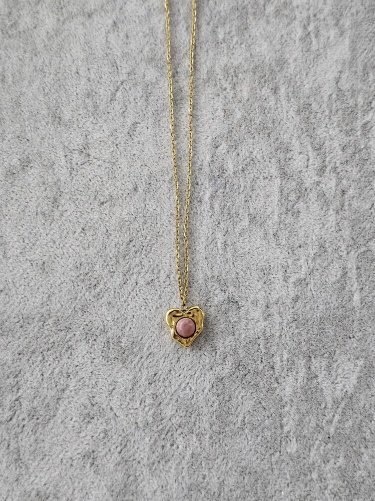 Pembe Taşlı Vintage Kolye