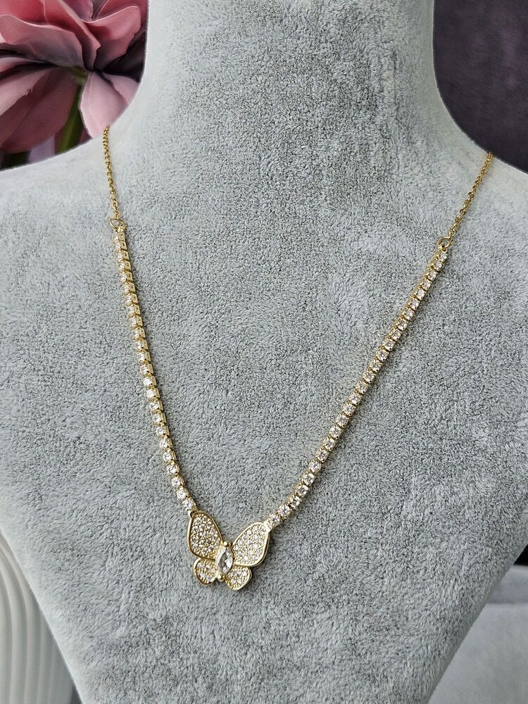 Gold Gemmy Butterfly Kolye