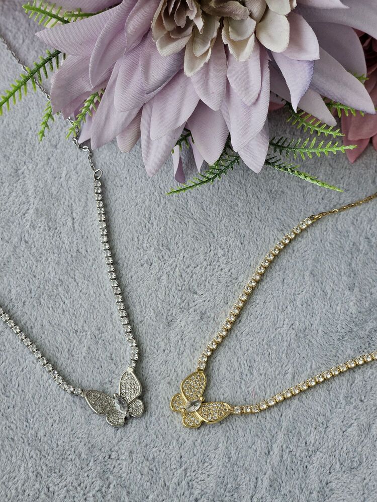 Silver Gemmy Butterfly Kolye