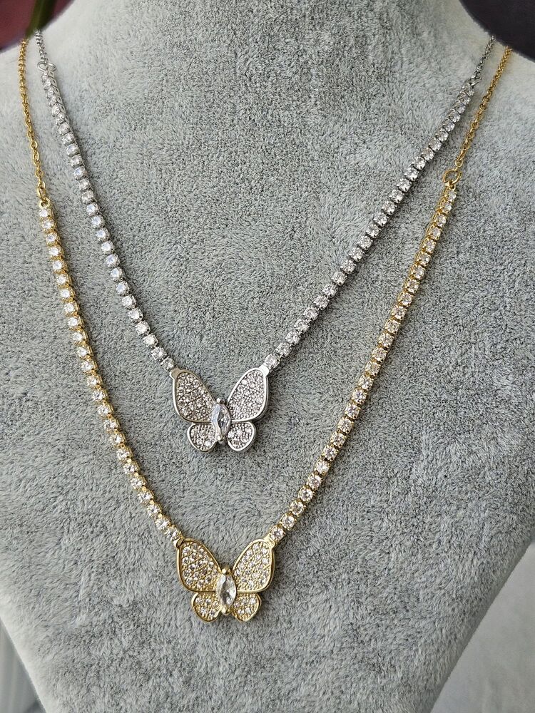 Silver Gemmy Butterfly Kolye