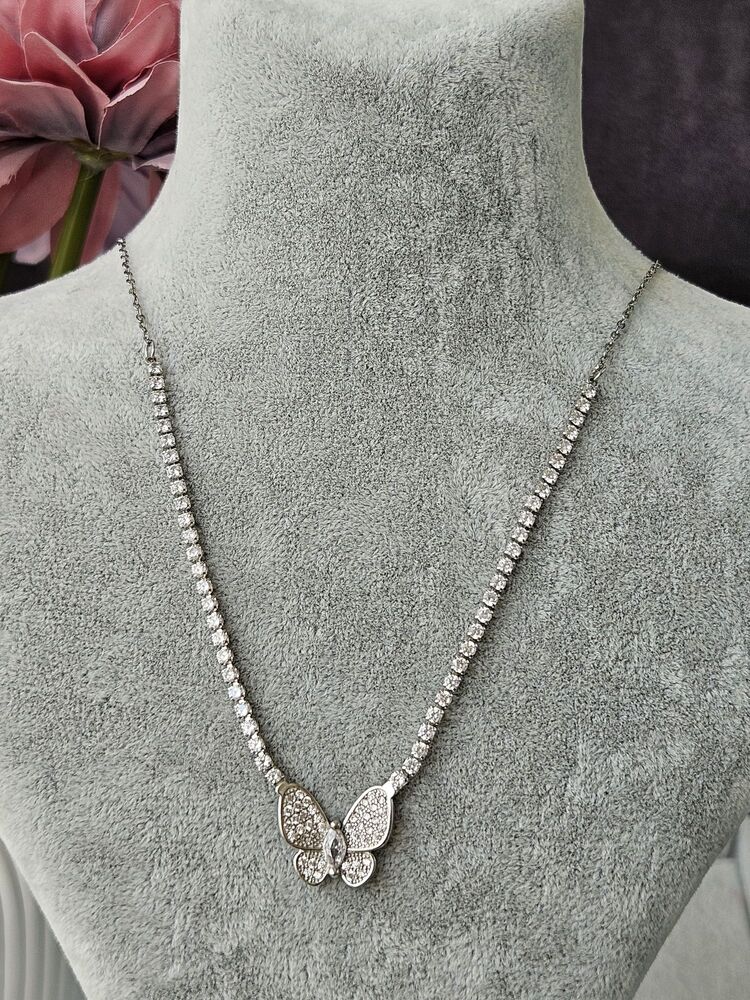 Silver Gemmy Butterfly Kolye