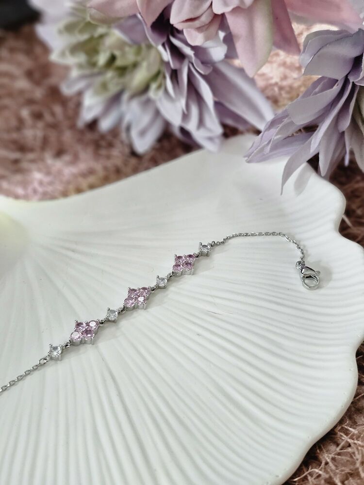 Pembe Zirkon Taşlı Bileklik