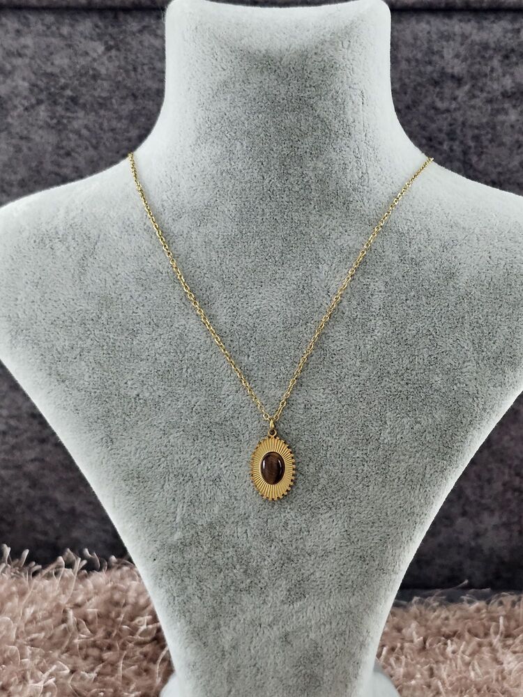 Kahverengi Taşlı Vintage Kolye