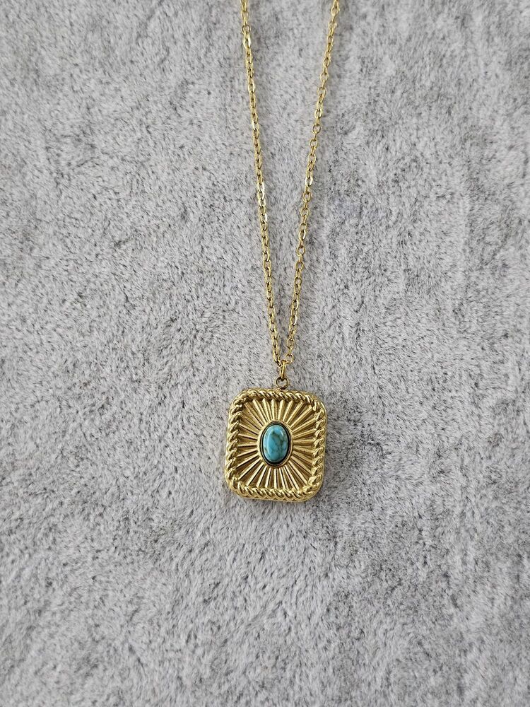 Mavi Taşlı Vintage Kolye