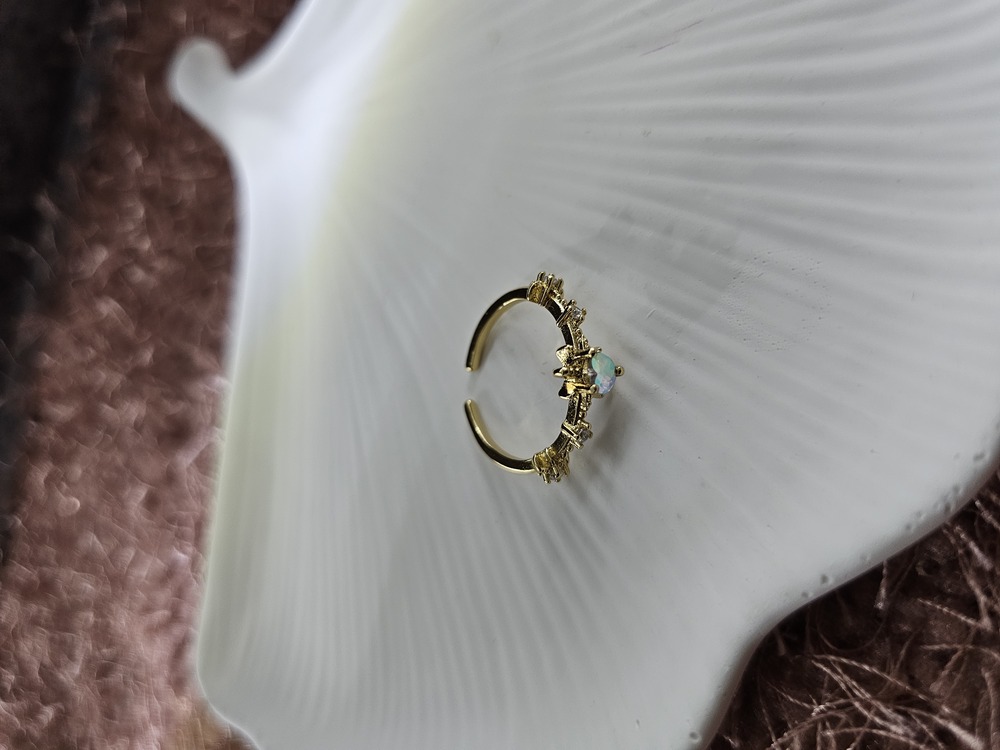 Zirkon Taşlı Kalp ve Kuzey Yıldızı Detaylı Gold Renk Ayarlanabilir Yüzük