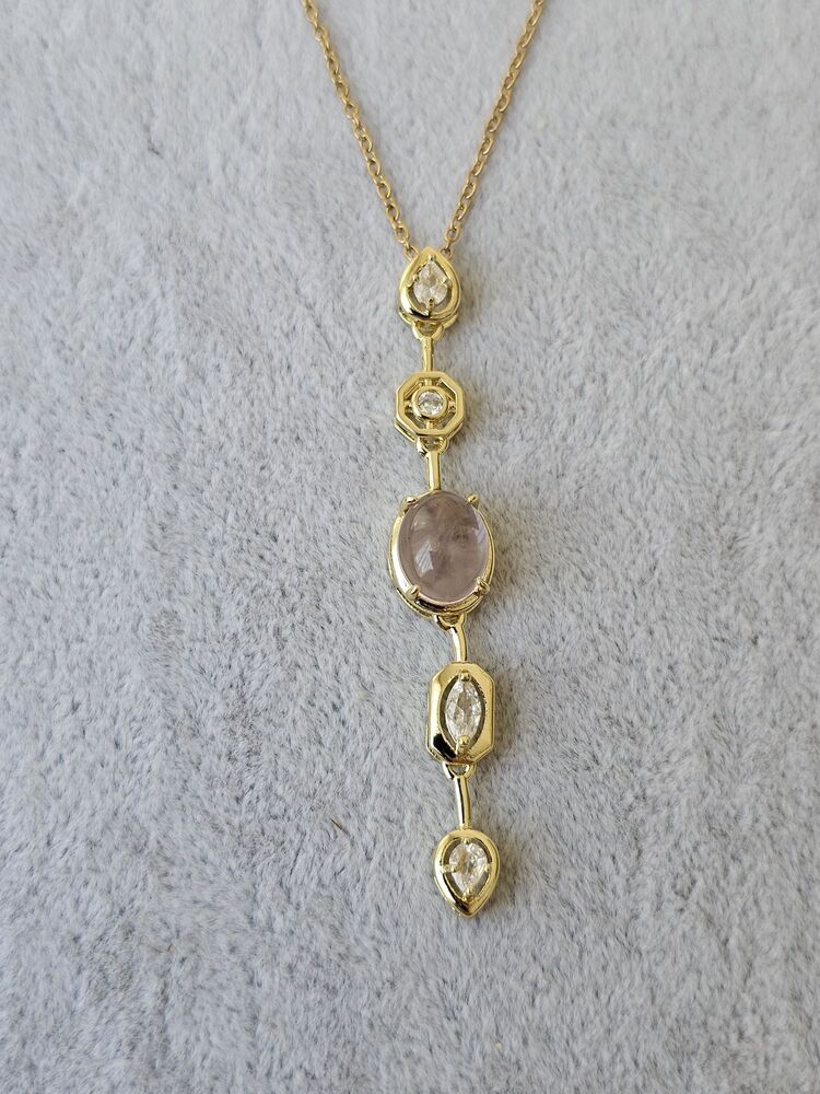 Gold Renkli Beş Taşlı Y Kolye