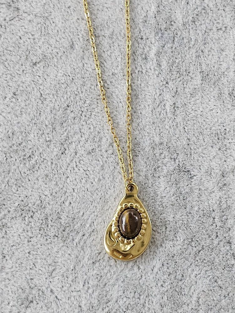 Kahverengi Taşlı Vintage Kolye