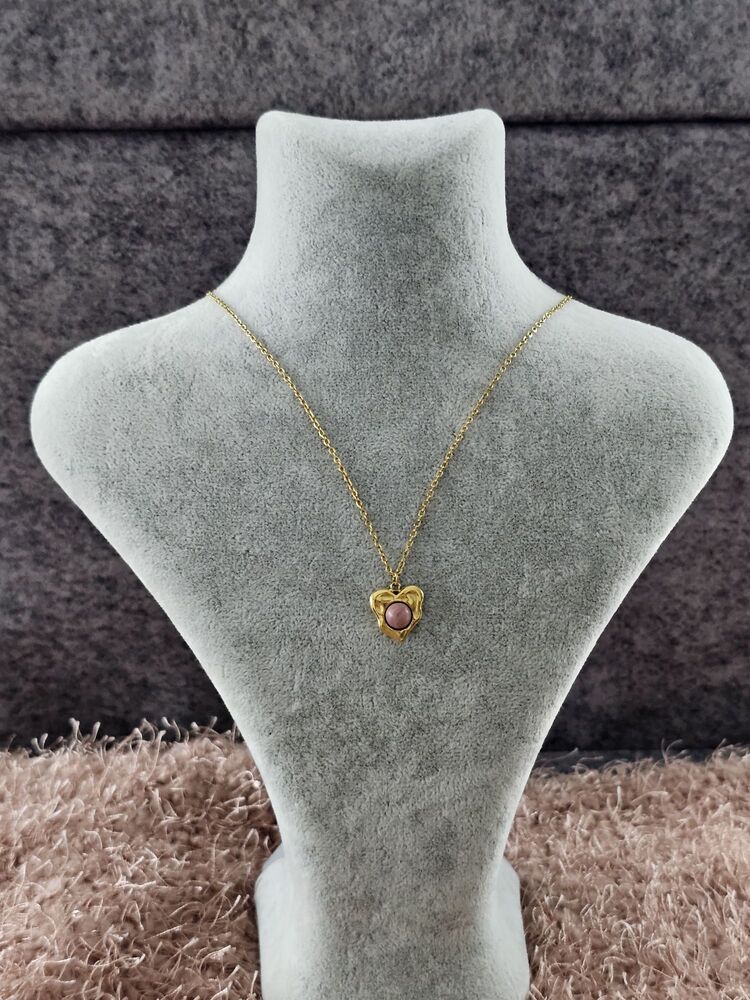Pembe Taşlı Vintage Kolye