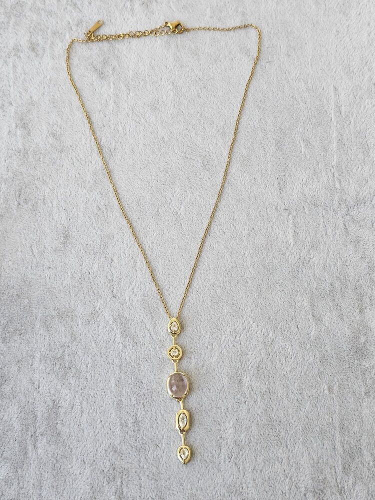 Gold Renkli Beş Taşlı Y Kolye