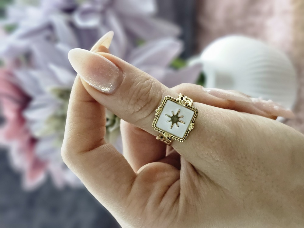 Kuzey Yıldızı Detaylı Gold Renk Vintage Ayarlanabilir Yüzük