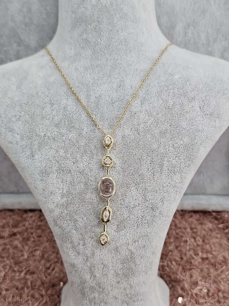 Gold Renkli Beş Taşlı Y Kolye