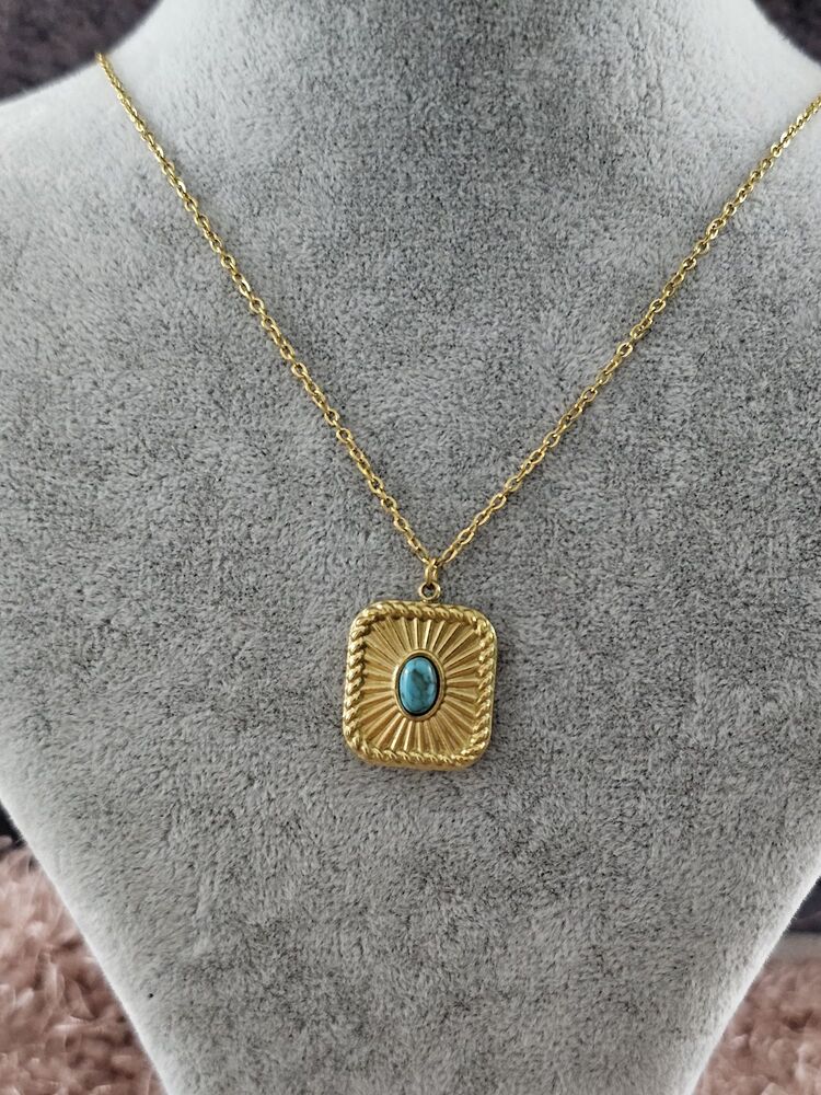Mavi Taşlı Vintage Kolye