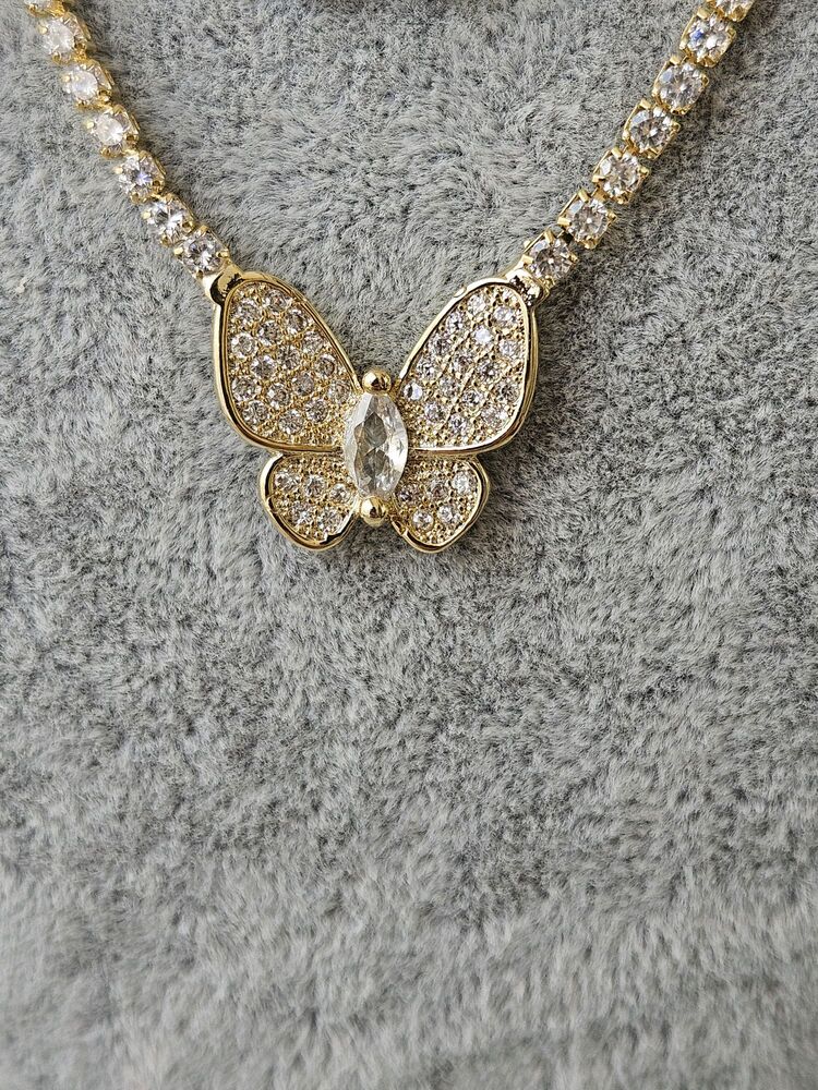 Gold Gemmy Butterfly Kolye