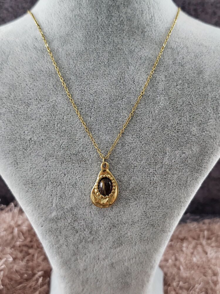 Kahverengi Taşlı Vintage Kolye