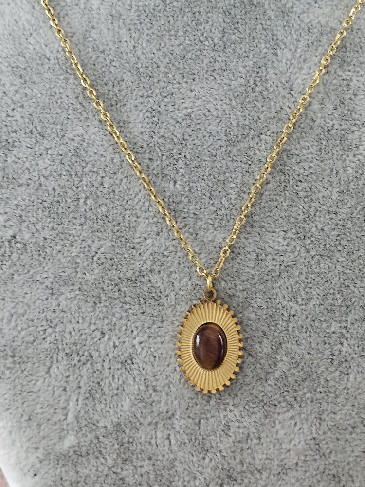 Kahverengi Taşlı Vintage Kolye