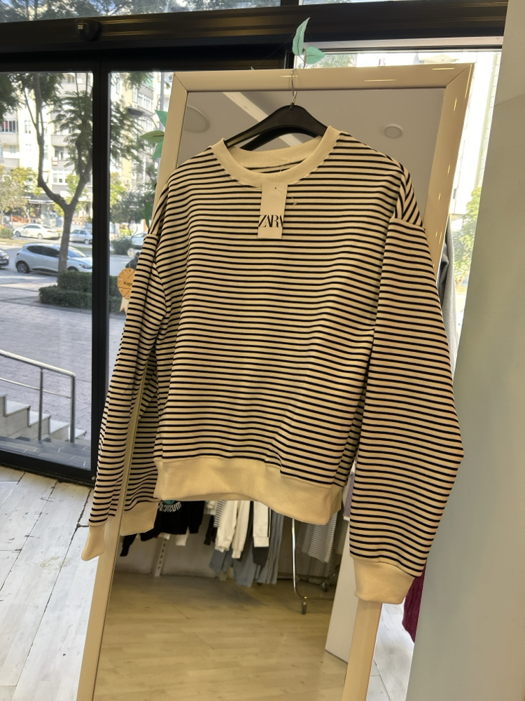 Çizgili şardonsuz sweat