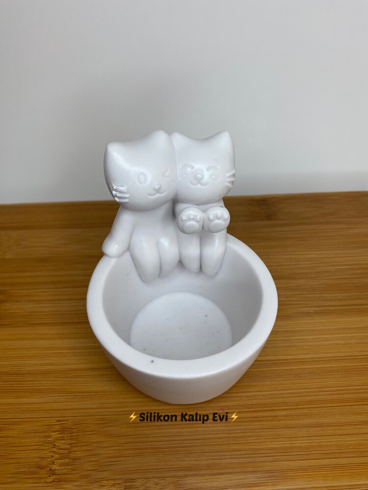 Üşüyen kedi çift silikon kalıp