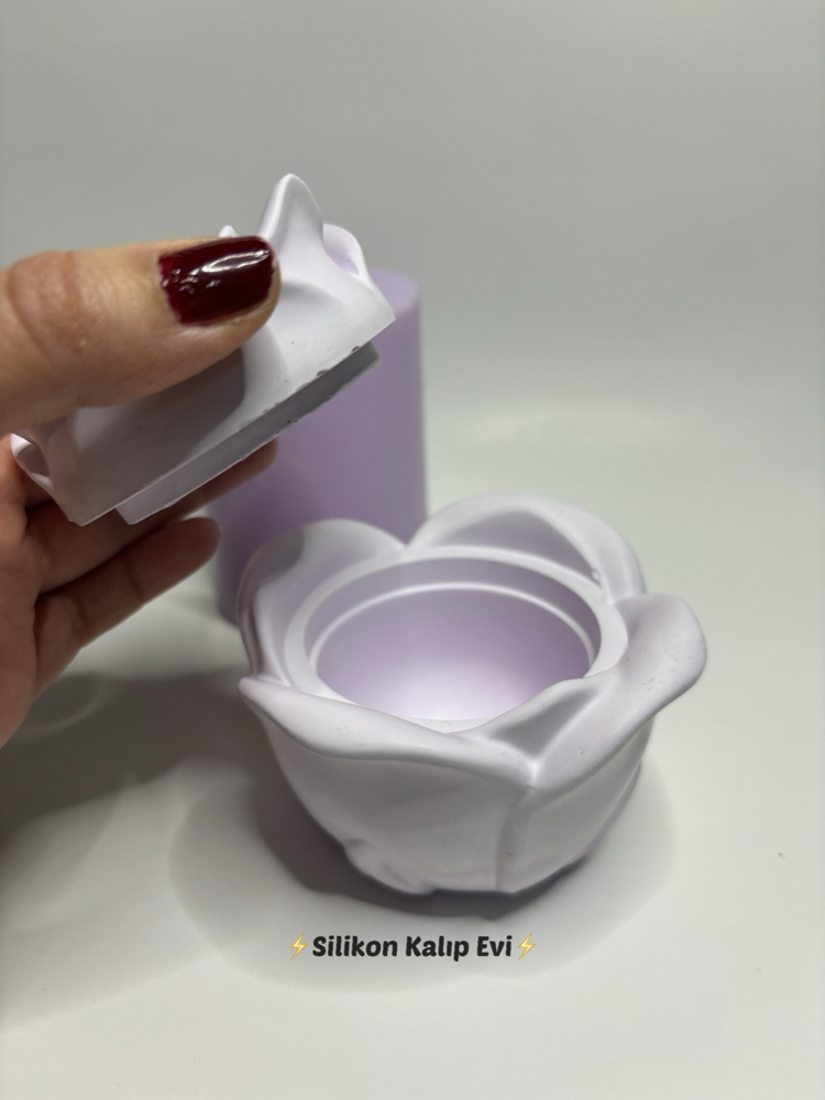 Kapaklı Gül Silikon Kalıp