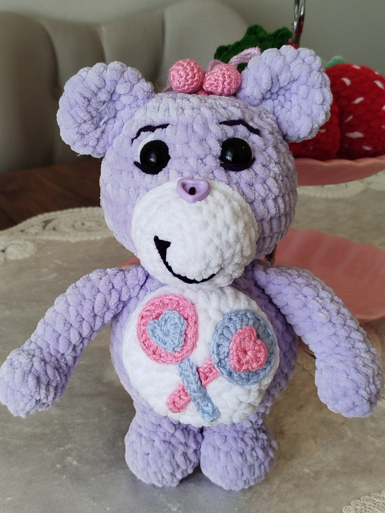 Mor renkli, tığ işi Share Bear | Mor Ayı |