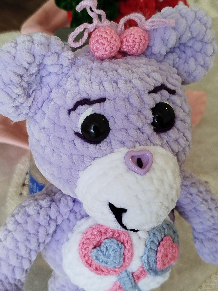 Mor renkli, tığ işi Share Bear | Mor Ayı |