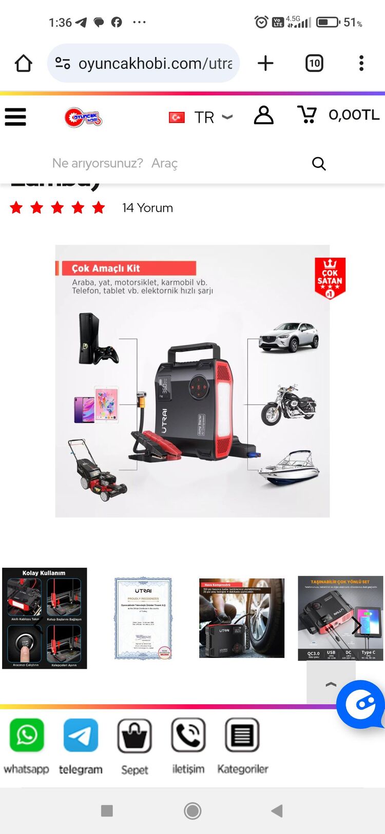 Jump Starter + Lastik Şişirme Pompası Taşınabilir Akü Takviye Cihazı