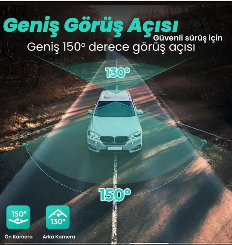 ÖN ARKA GECE GÖRÜŞLÜ 150°GENİS AÇILI ARAC İÇİ KAMERA
