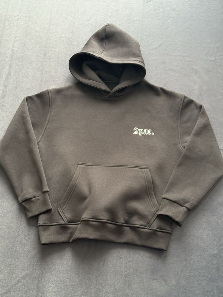 TUPAC (2pac) Nakışlı Oversize Hoodie (Siyah)