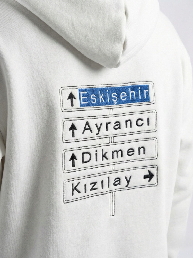 Ankara Özel Tasarım Nakışlı Oversize Hoodie