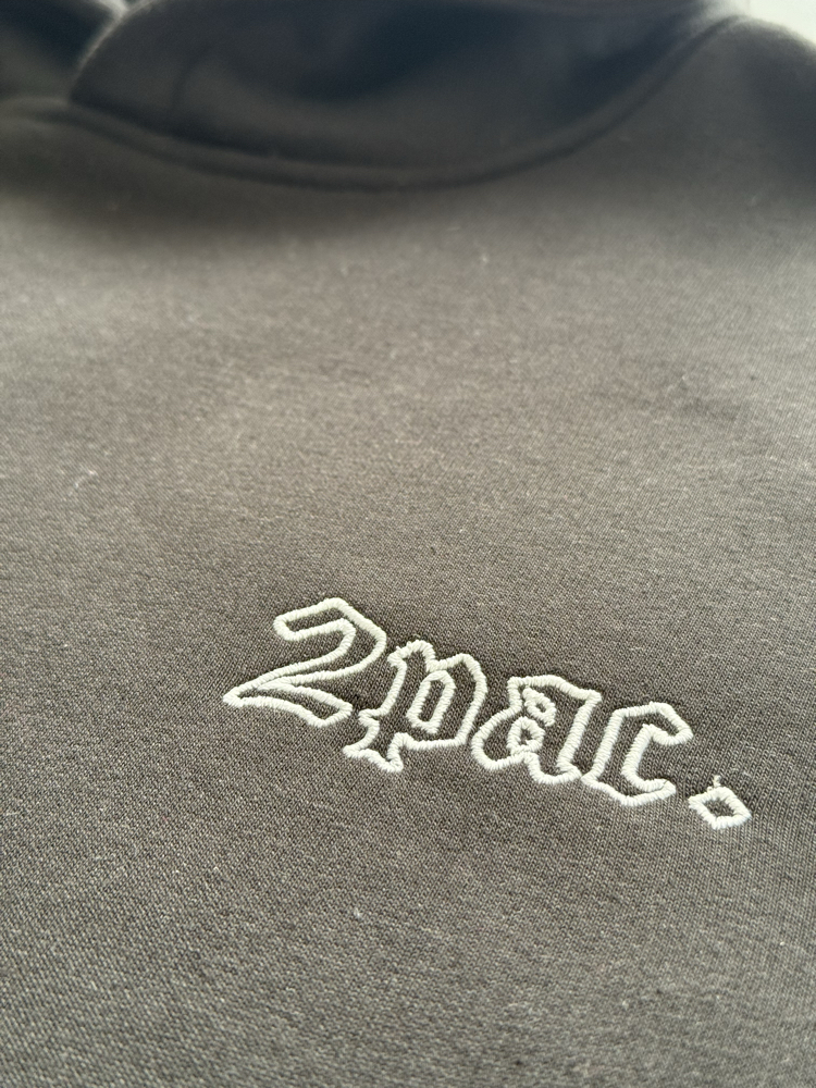 TUPAC (2pac) Nakışlı Oversize Hoodie (Siyah)