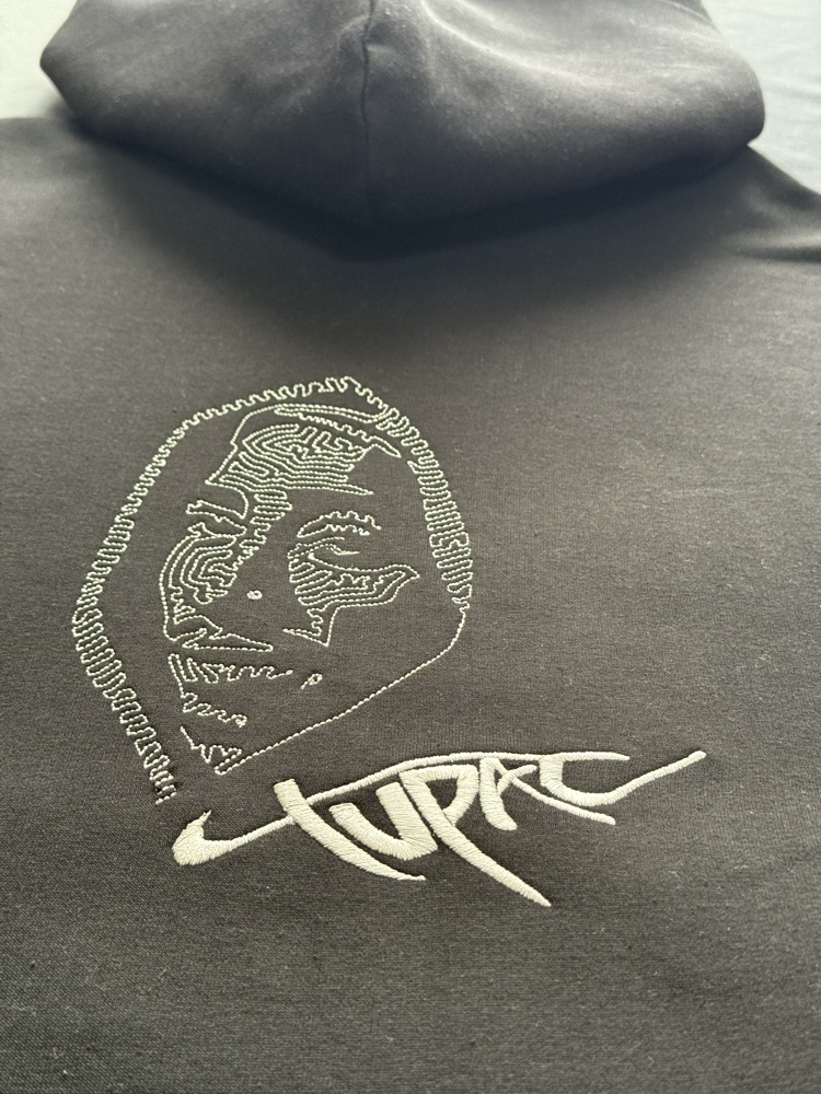TUPAC (2pac) Nakışlı Oversize Hoodie (Siyah)