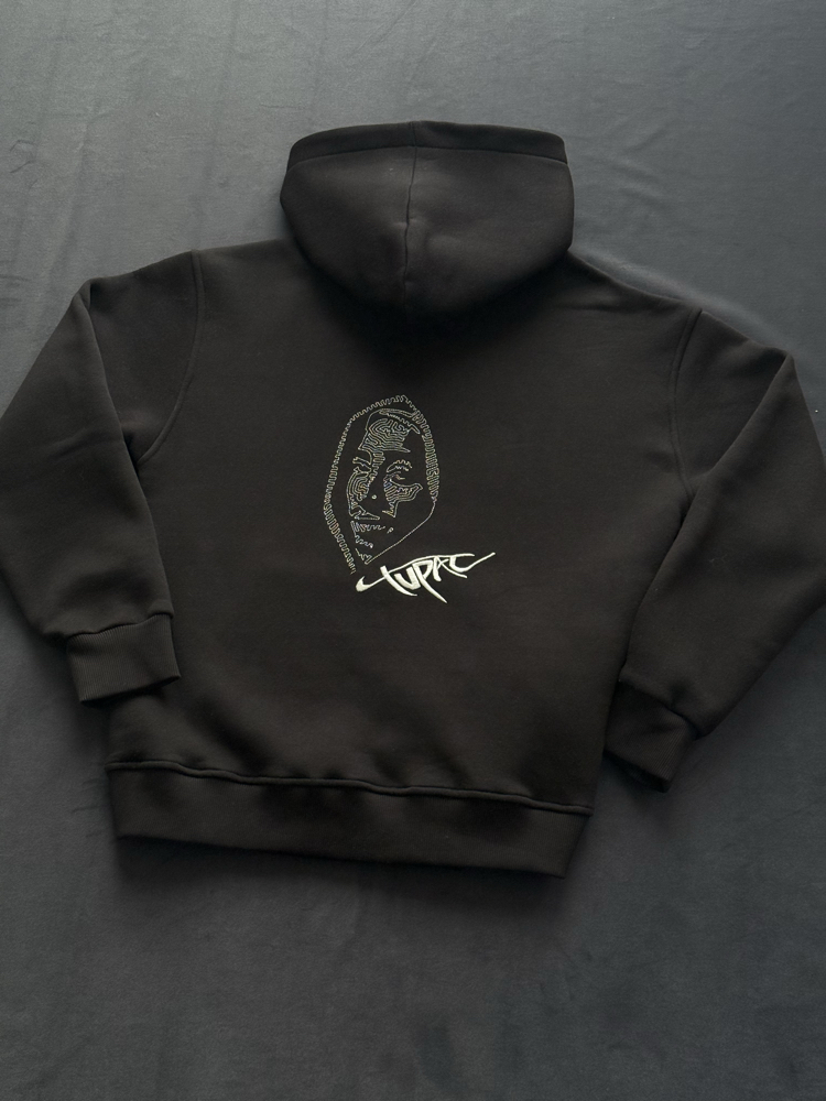 TUPAC (2pac) Nakışlı Oversize Hoodie (Siyah)
