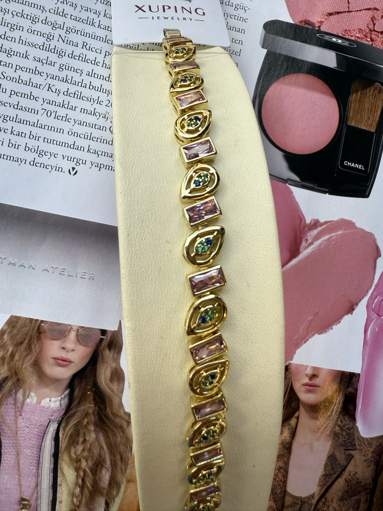 Marka model renkli taşlı bileklik