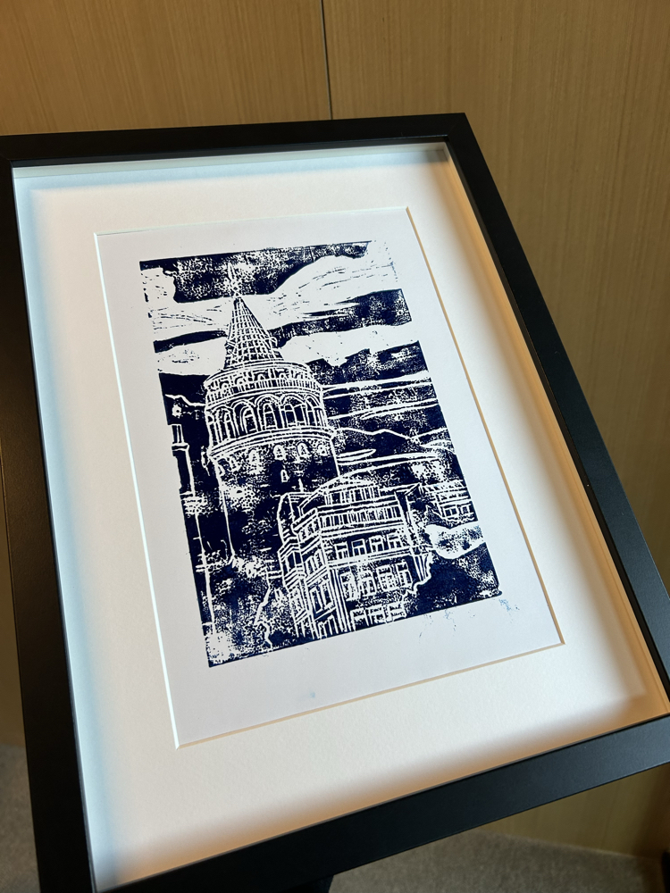 Galata Monokrom | Linol Baskı Handmade
