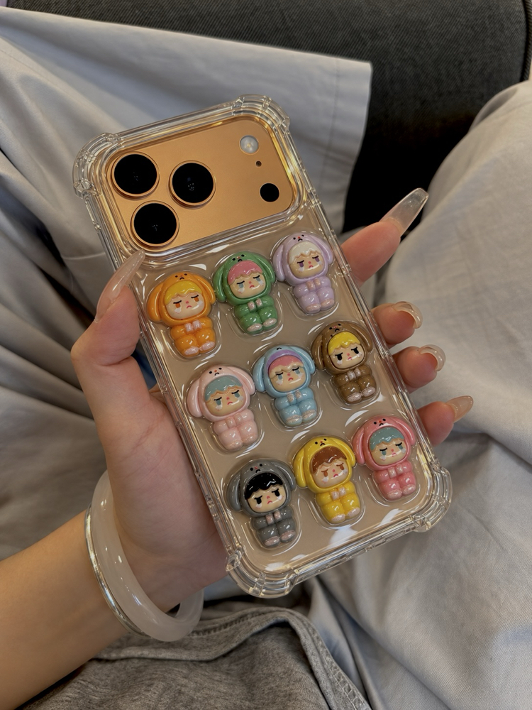 Kawaii Figürlü Şeffaf Kılıf | Renkli 3D Karakter Detaylı Telefon Kılıfı