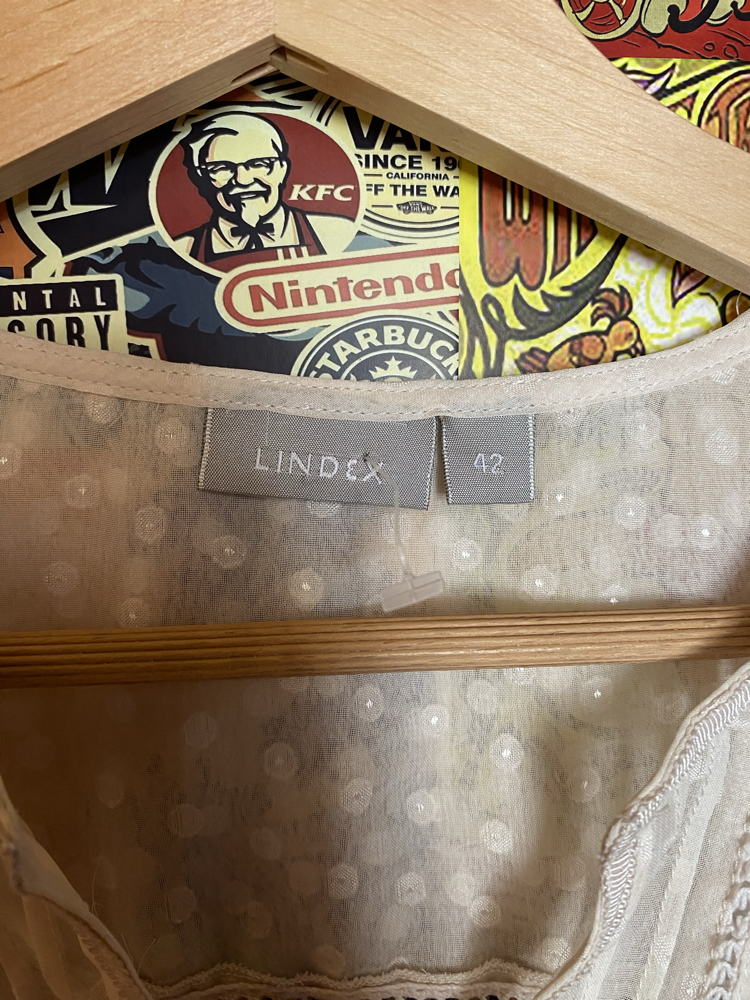 Vintage Lindex Swiss Dot Dantel Detaylı Beyaz Bluz | M-L