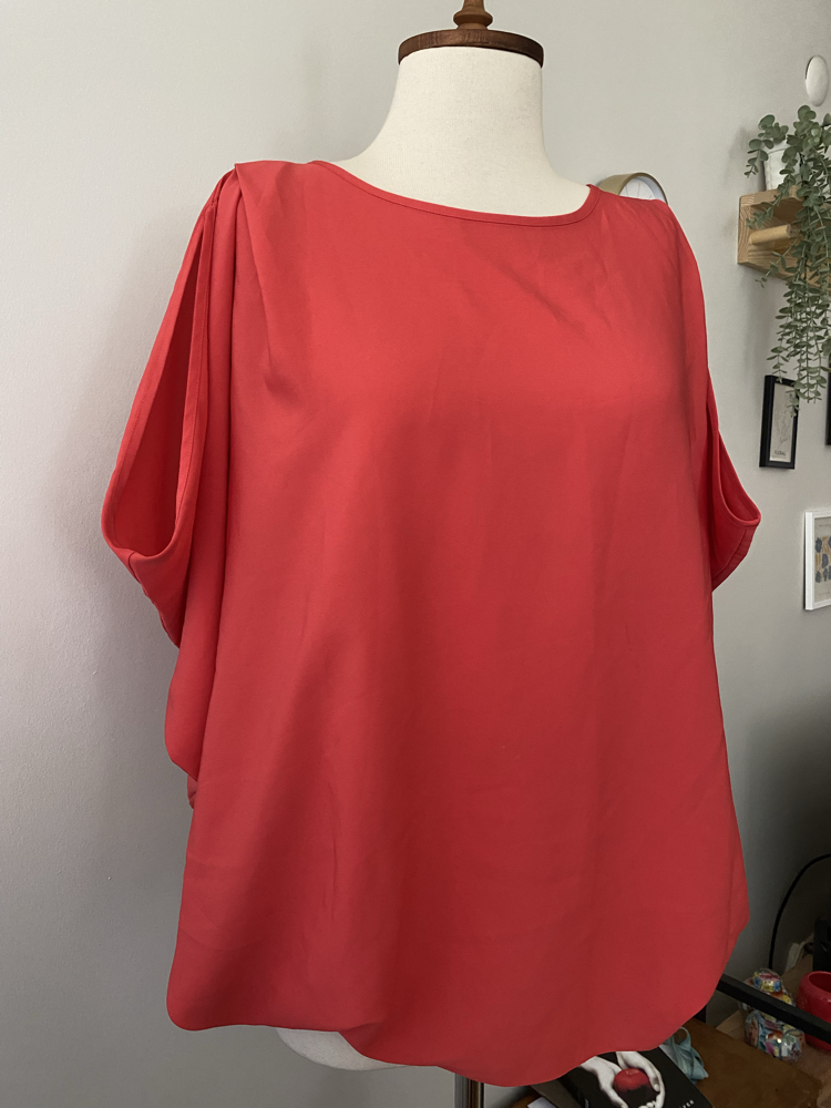 Vintage Koral Şifon Görünümlü Bluz