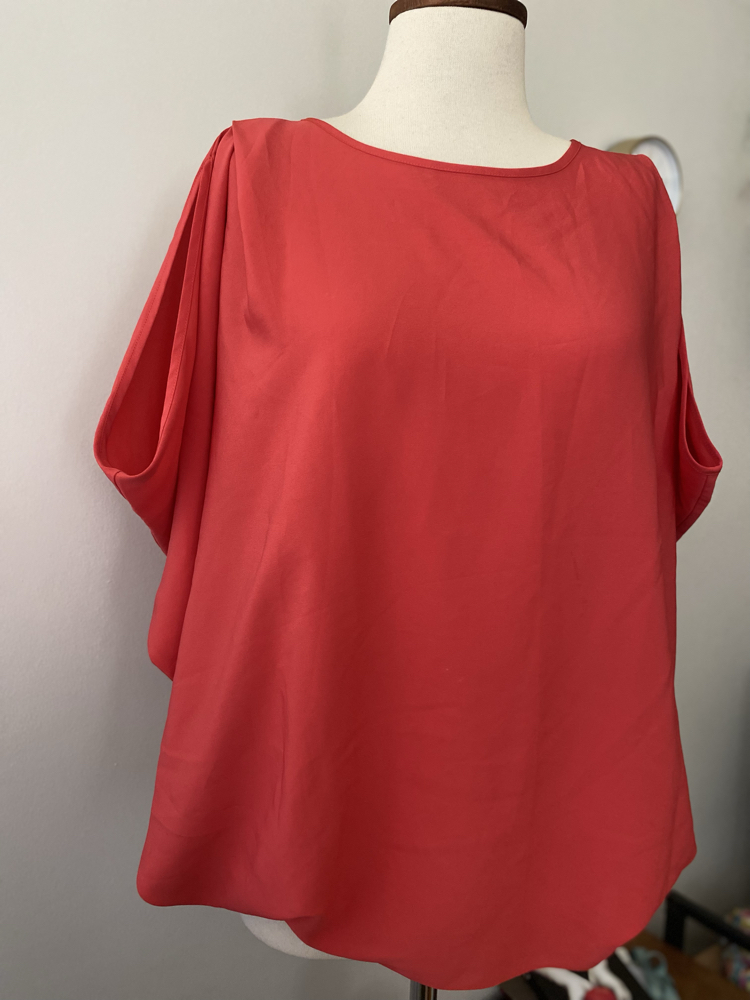Vintage Koral Şifon Görünümlü Bluz