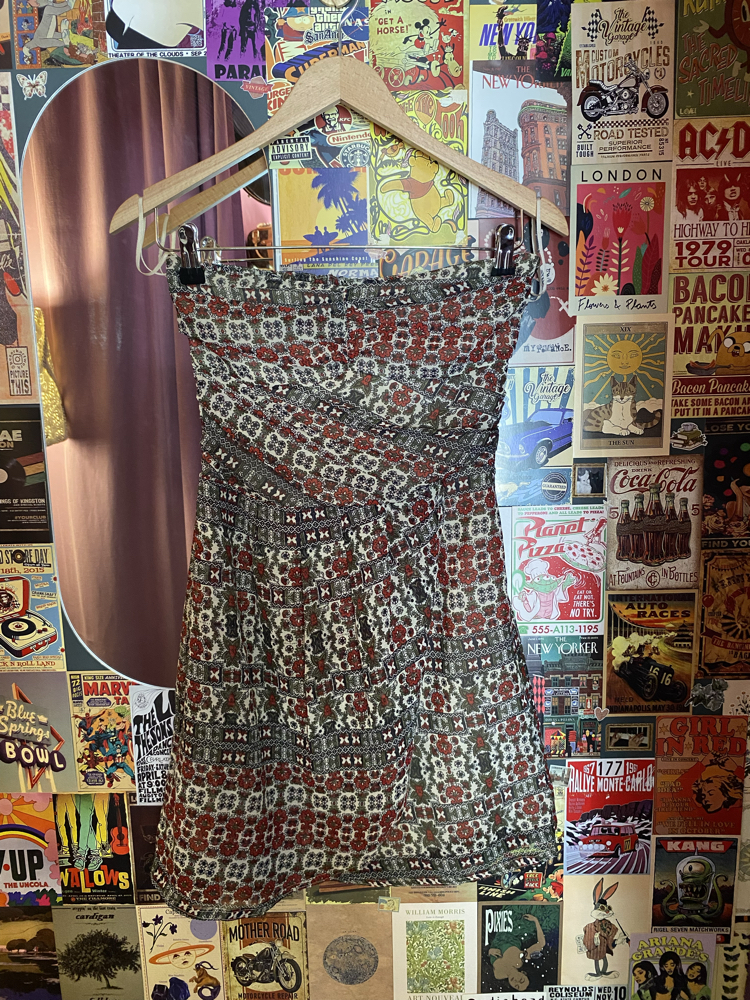 Mango Casual Boho Desenli Straplez Mini Elbise | XS-S