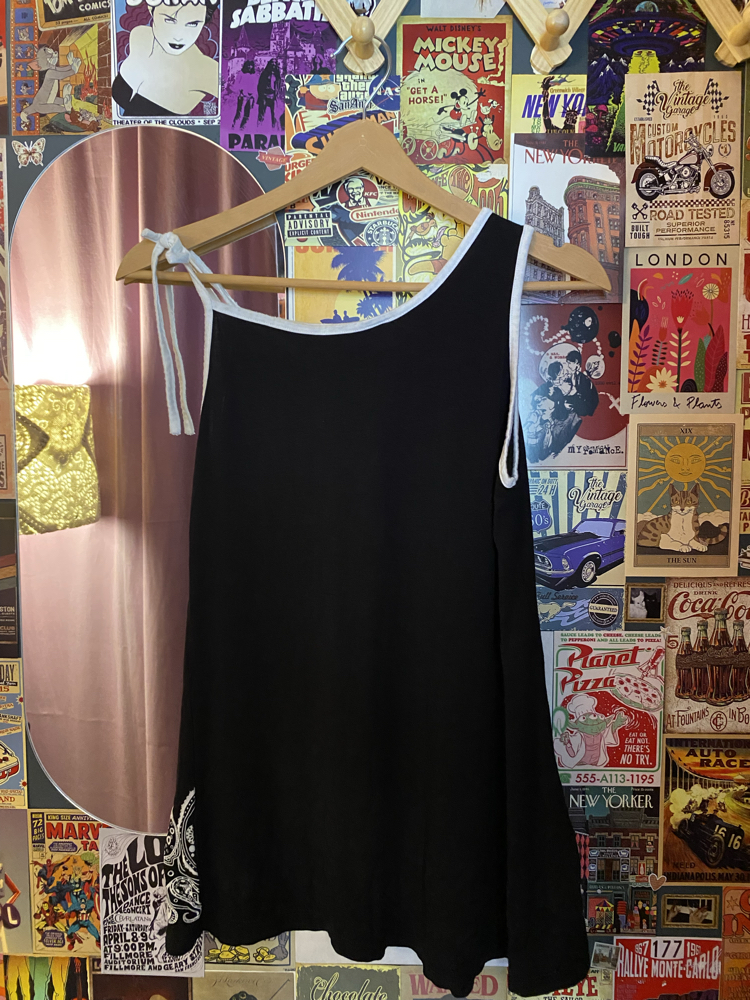 90s Vintage Esintili Askılı Asimetrik Bluz - Paisley Nakışlı