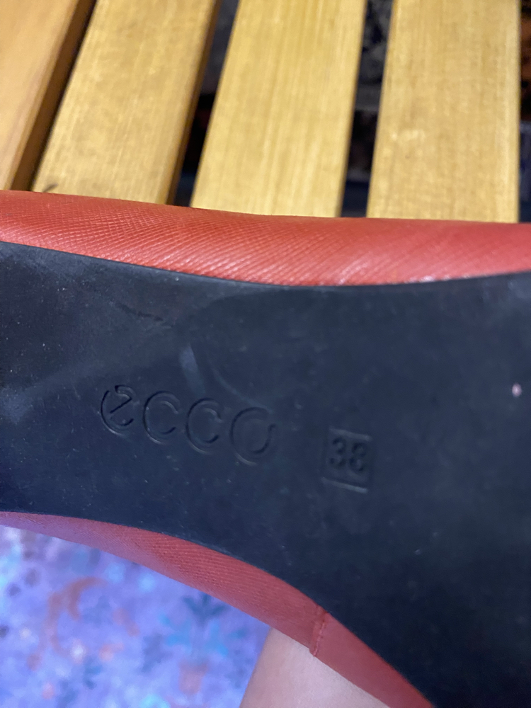 Ecco Kiremit Kırmızısı Deri Ofis Stili Topuklu Ayakkabı