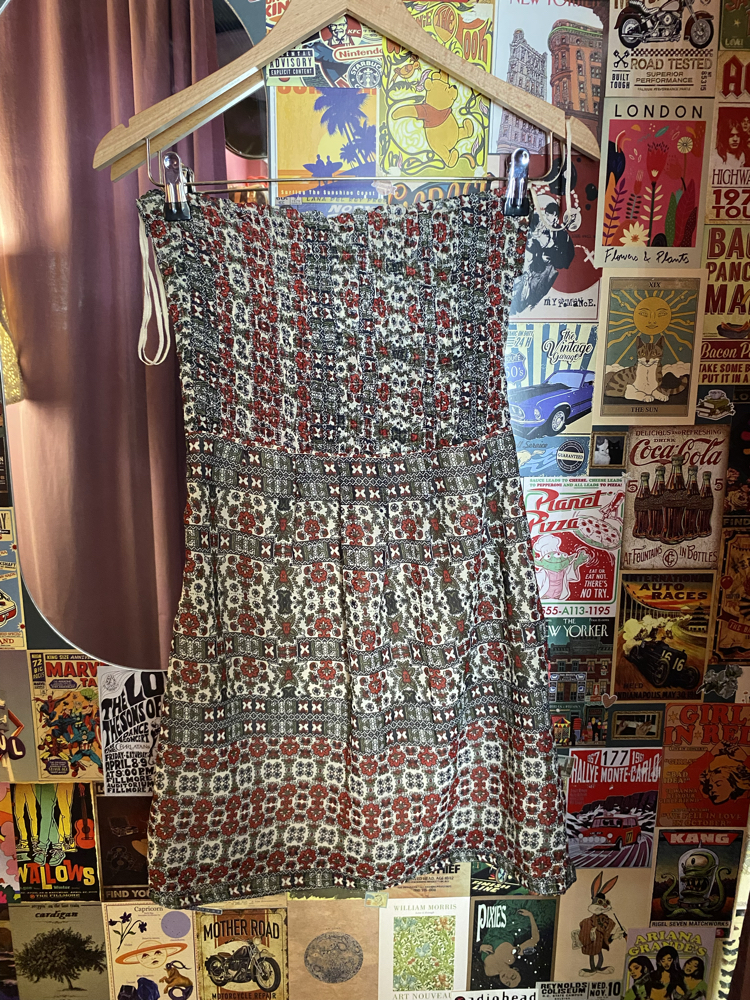 Mango Casual Boho Desenli Straplez Mini Elbise | XS-S