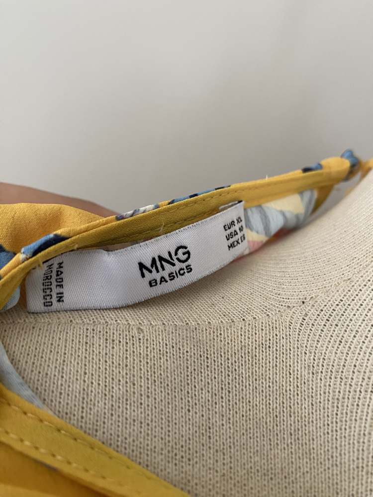 Mango Vintage Sarı Nautical Halat Desenli Elbise