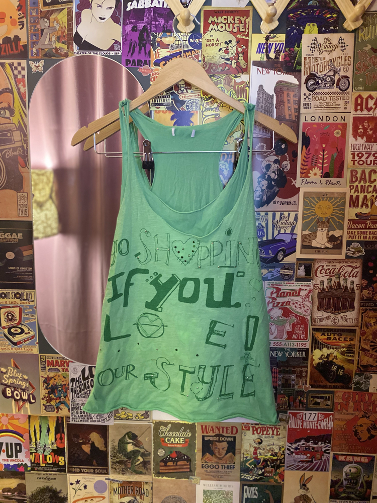 Y2K Yeşil Slogan Baskılı Atlet | Indie Sleaze Vintage Tank Top