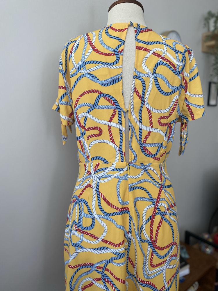 Mango Vintage Sarı Nautical Halat Desenli Elbise