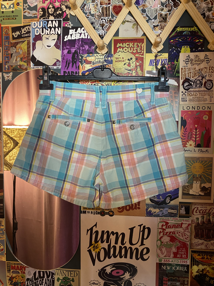 Y2K Tommy Hilfiger Pastel Plaid Mini Şort