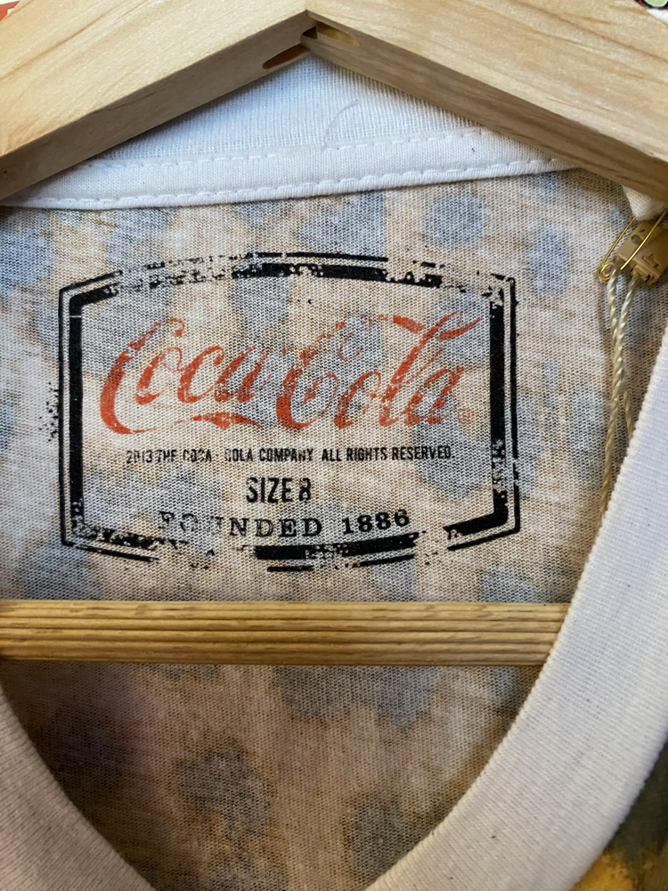 Orijinal Lisanslı Coca-Cola Leopar Desenli Vintage Tişört / Y2K