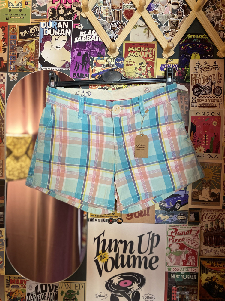 Y2K Tommy Hilfiger Pastel Plaid Mini Şort